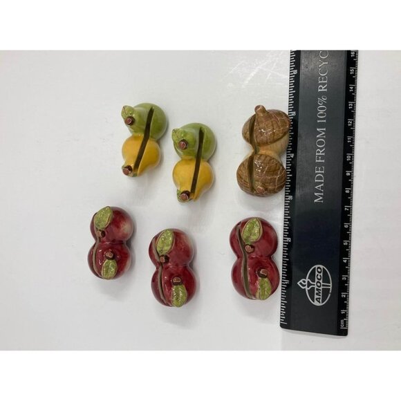 Set Of Redware Place Setting Name Holder Apple Pears Acorns - Picture 3 of 4